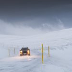 Driving in the snow in Iceland