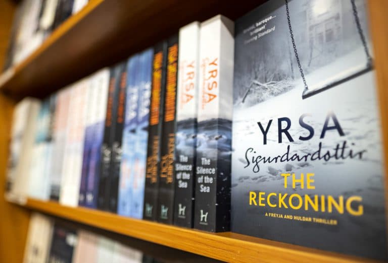 Books by Yrsa Sigurðardóttir on a shelf.