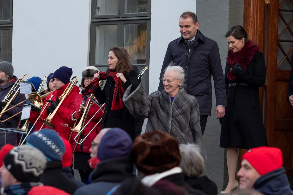 Golli. Prime Minister Katrín Jakobsdóttir, Queen Margarethe II of Denmark, President of Iceland Guðni Th. Jóhannesson and his wife, Eliza Reid