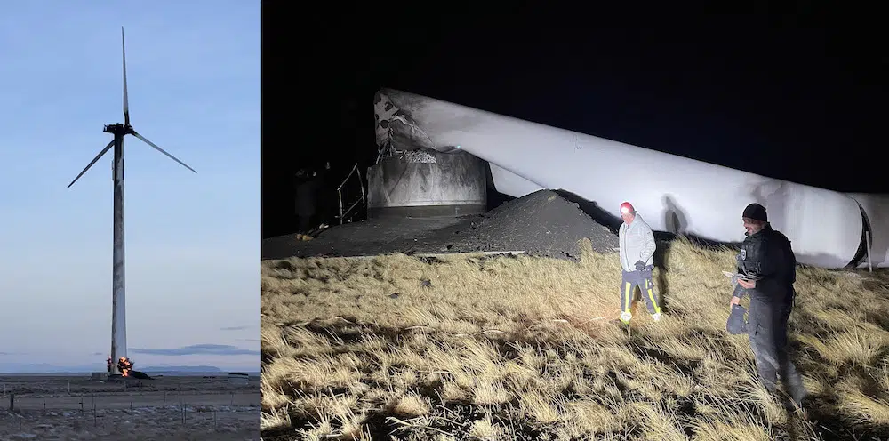 Thousands Watched the Demolition of a Damaged Wind Turbine
