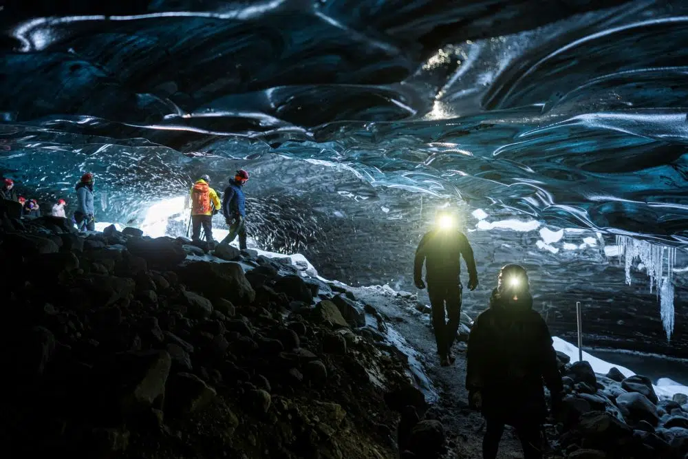 Tourists in the Sapphire Ice Cave.